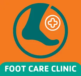 An outline of a foot with text that reads "foot care clinic."