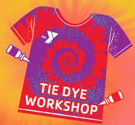 A colorful tie dye shirt and paints. 