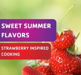 Sweet summer flavors, fresh red strawberries. 