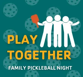 A group arm in arm with a pickleball paddle.