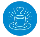 an illustration of a coffee cup with steam forming a heart at the top.