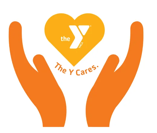 hands holding a heart that reads, "the Y cares."