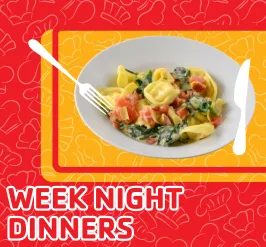 A bowl of vegetable tortellini. 
