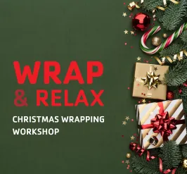Christmas wrapping workshop with presents and wrapping paper.