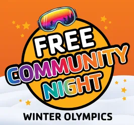 Free community night- winter olympics. Snow and snow goggles.