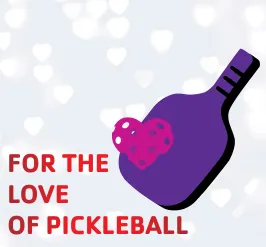 For the love of pickleball. A paddle with a heart shaped ball.