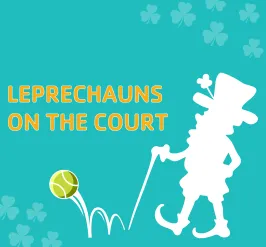 A leprechaun bouncing a tennis ball.