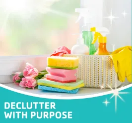 Cleaning products and fresh flowers.