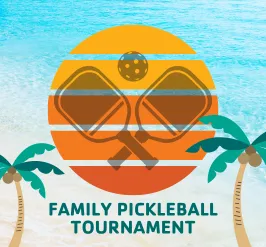 A beach scene with pickleball paddles.