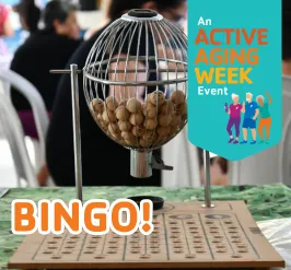 A bingo game. An active aging week event. 