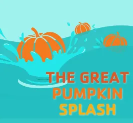 Pumpkins floating in a pool. 