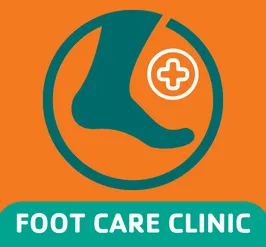 An outline of a foot with text that reads &quot;foot care clinic.&quot;