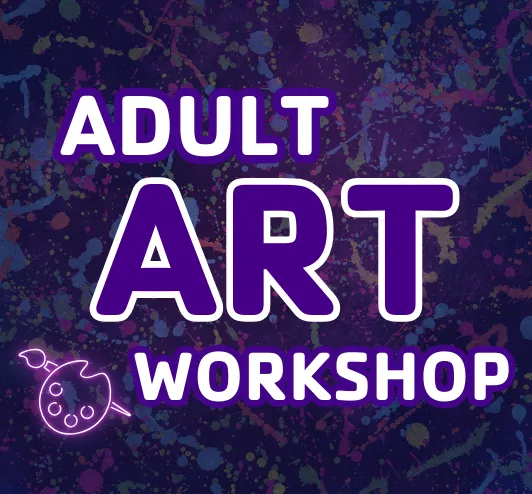 adult art workshop. Paint splatter.