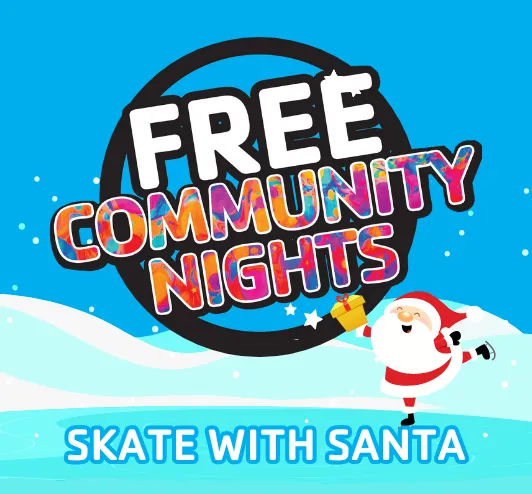 Free community night. Santa ice skating.