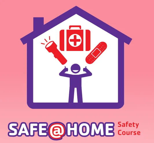 A flashlight, band aid, and first aid kit. A child giving a thumbs up.