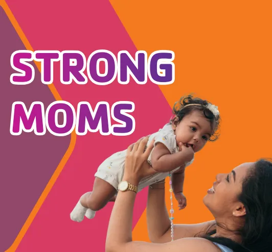 a mom lifting up her baby.