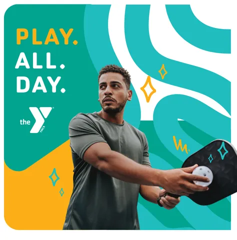 play all day. A pickleball player serving.