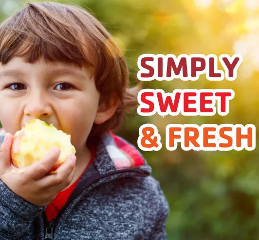 A little boy eating an apple.