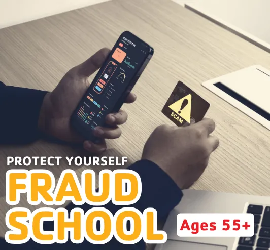 A person, a smartphone, and a scam warning.