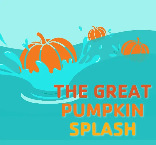 Pumpkins floating in a pool.