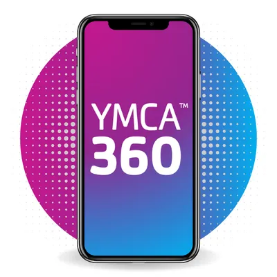 A phone with the YMCA360 logo.