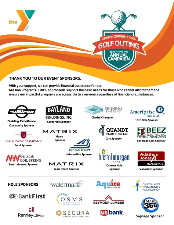 Logos of supporting businesses and organizations.