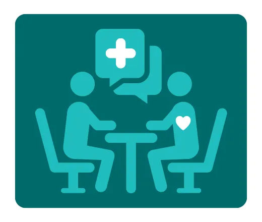 two people having a conversation.