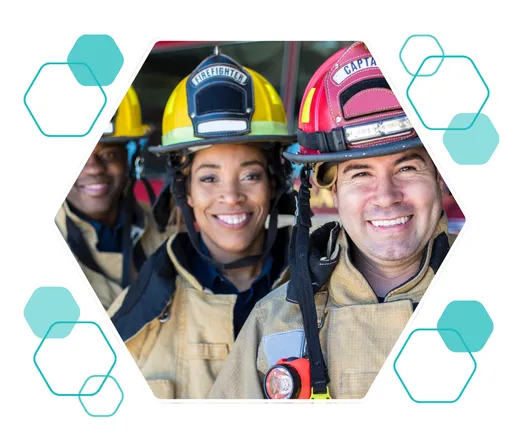 3 firefighters in uniform.