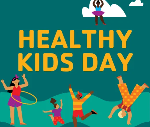 Kids dancing, hula hooping, and cartwheeling.