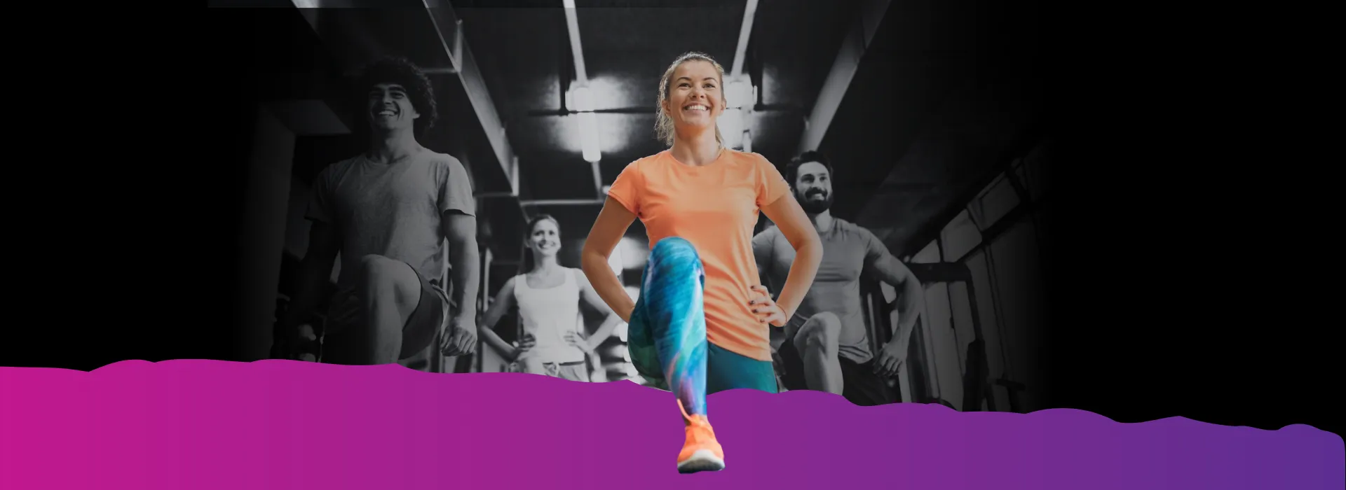 A woman doing a lunge.