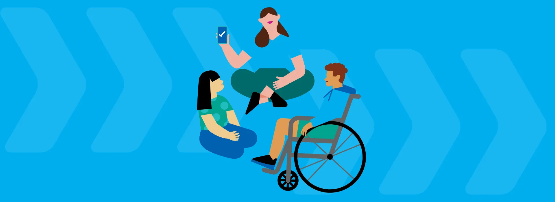 A group of kids using their phones.